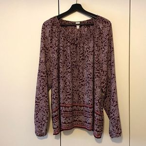 Paisley blouse, v-neck with tie